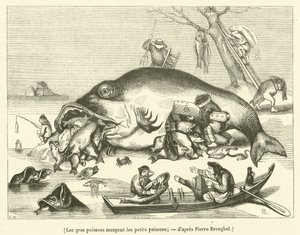 Die großen Fische fressen die kleinen Fische (Gravur) von French School