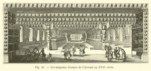 Die Waffenspeicher des Arsenals im 17. Jahrhundert von French School