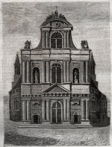 Die Kirche Saint Gervais Saint Protais (Saint-Gervais-Saint-Protais) (Fassade von Clement II Metezeau) Paris (4. Arr.) Gravur in „Histoire physique, civile et morale de Paris: depuis les premiers temps historiques à nos jours“ von Jacques Antoine Dulaure von French School
