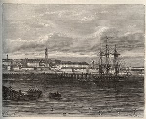 Lorient - Morbihan in der Region Bretagne - Gravur in „La France Illustrée: Geographie, Geschichte, Verwaltung, Statistik“ von V.A. Malt-Brown. 1884 von French School
