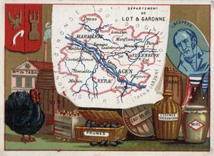 Lot et Garonne (Lot-et-Garonne, 47), Aquitanien, Frankreich. Tabakfabrik, Truthahnzucht, Wein, Korken, Pflaumen, Brandy, Terpentin. Porträt von Bernard Germain Etienne de Laville-sur-Illon, Graf von Lacepede (oder de la Cepede) von French School
