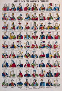 Lotterie berühmter Personen, veröffentlicht von Gangel & P. Didion, Metz, um 1870 von French School