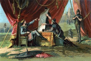 Ludwig III (siehe 863-882) und Karlmann II (867-884) belagerten Wien vergeblich. Chromolithographie um 1890