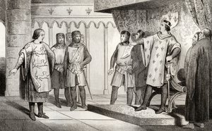 Ludwig VIII. (1187-1226) der Löwe empfängt einen Gesandten seines Feindes Heinrich III. (1207-72) von England, aus 