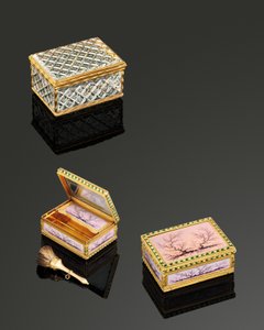 Louis XVI doppelt öffnende emaillierte Gold Boite-à-Mouches, Paris, 1778/79