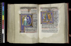 MS 300 f.199v-200r, Suffragium zu Johannes dem Täufer und Suffragium zu St. Peter, aus dem Psalter und Stundenbuch der Isabella von Frankreich, Paris, ca. 1265-70
