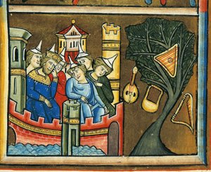 MS CXXXVII fol. 139v, Trauernde Juden in Babylon, aus dem Psalter der Heiligen Elisabeth