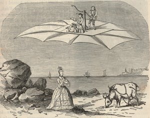 Maschine (Gleiter) von Samuel Musgrave (1732-1780) - Gravur in „Wissenschaften für alle - Populäre Physik und Chemie“ von Alexis Clerc - Ende 19. Jahrhundert - Private Sammlung