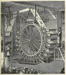 Maschine zum Drucken von Tapeten in bis zu zwanzig Farben, veröffentlicht 1873 Gravur, 1873