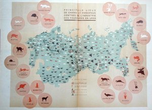 Hauptjagdgebiete und Zentren der Pelzindustrie in der UdSSR, Illustration aus 