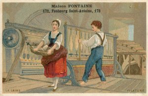 Maison Fontaine Handelskarte, Wollspinnen von French School
