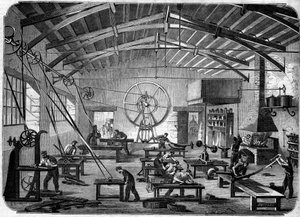 Herstellung von Jalousien in den Werkstätten von Hippolyte Chameroy