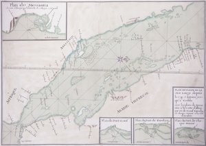 Manuskriptkarte des südlichen Teils des Roten Meeres vom Horn von Afrika und Jemen bis nach Dschidda, ca. 1740