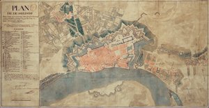 Karte der durch den Rhein verursachten Schäden, Düsseldorf, 1799