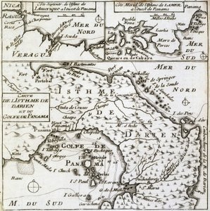 Karte des Isthmus von Darien und des Golfs von Panama in „New Journey Around the World“ von Guillaume Dampier (William Dampier) von French School