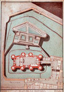 Karte des Gefängnisses und der Gärten der Bastille (Gravur) von French School
