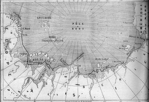 Karte der Reise der „Vega“ gezeichnet vom Entdecker Nils Adolf Erik Baron Nordenskjöld (1832-1901). Gravur in „Le Monde Illustré“ von French School