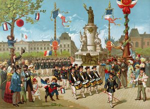 Marsch der Schulbataillone am 14. Juli 1883 auf dem Place de la République von French School