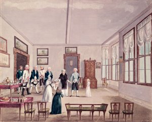 Marie-Thérèse-Charlotte de Bourbon, Madame Royale, trifft ihre Cousins Kaiser Franz II. von Österreich und seine Frau Maria Teresa in Wien nach ihrer Freilassung 1795 aus der Haft in Paris, ca. 1796