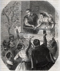 Heirat von Martin Guerre (um 1524) und Bertrande de Rols in Artigat (Ariege) am 15. Mai 1539. Gravur von 1871 in „Histoire Des Cocuses Celebres“ von Henry de Kock (1819-1892) von French School