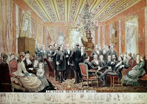 Treffen im Salon Littéraire de la Maison Hugo, Paris, ca. 1875 (Gravur) von French School