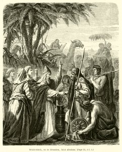 Melchisedek, König von Jerusalem, segnet Abraham (Gravur) von French School