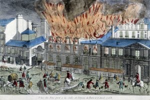 Männer versuchen, das Feuer der Pariser Oper im Jahr 1763 zu löschen von French School
