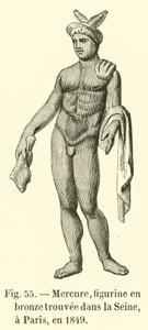 Merkur, Bronzefigur, gefunden in der Seine, Paris, 1849 von French School