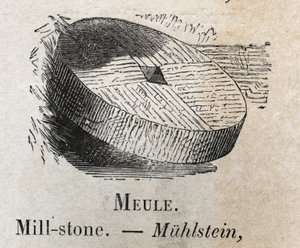 Mühlstein in „Das Vokabular illustriert gebräuchliche Wörter“ von Armand Le-Brun. 1890