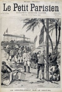Mission Marchand: Landung am oberen Nil - in „Le Petit Parisien“ vom 02.10.1898 (Gravur)