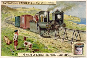 Einschienenbahn in Irland, Werbekarte für Veritable Extrait de Viande Liebig von French School
