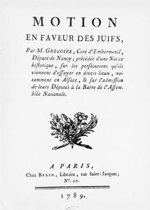 Bewegung zugunsten der Juden, von Henri Gregoire (1750-1831), 1789 von French School