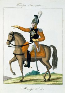 Berittener Musketier, aus Troupes Francaises, veröffentlicht bei Basset, Paris, um 1790 von French School