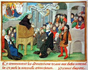 Ms.230 fol.57 Mönch predigt über Nachahmung, aus Sermons sur la Passion et Traites Divers von Jean de Gerson (1363-1429) von French School