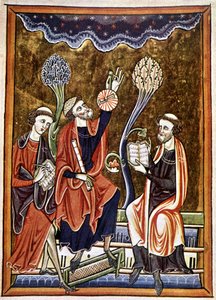 Ms 1186 f.1, Der Astronom, der Schreiber und der Rechner, Faksimile einer Miniatur aus dem Psalter von St. Louis und Blanche de Castile