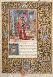Ms. 1581 f. 001 Flavius Josephus in seinem Arbeitszimmer, Illustration für das Prolog der Antiquitates Judaicae von Flavius Josephus, ca. 1503 von French School