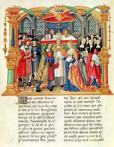 Ms 18 f.185v Hochzeit von Maria von Burgund und Maximilian I., Kaiser von Österreich, aus den Memoiren von Philippe von Commines (1445-1509)
