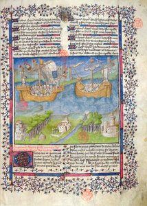Ms 2028 fol. 2 Die trojanischen Ursprünge der französischen Nation, aus den Grandes Chroniques de France
