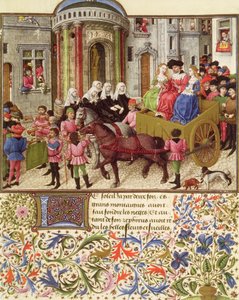 Ms 2617 Theseus macht einen triumphalen Einzug in Athen, aus La Teseida, von Giovanni Boccaccio (1313-75) 1340-41 von French School
