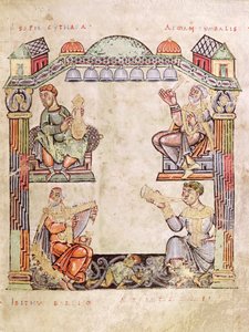 Ms 2 fol.11 (6) Vier Musiker, aus einem Stundenbuch von French School