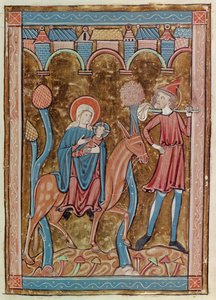 Ms 3016 fol.12 Die Flucht nach Ägypten, aus Psautier à l