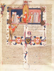 Ms 371 f.1 Jean Andre überreicht sein Werk Papst Clemens V. (ca. 1260-1314)