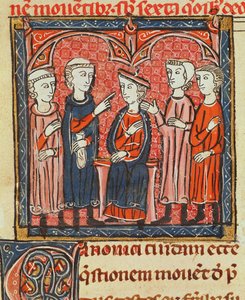 Ms 372 fol.1v Geldregulierung, aus Decrets de Gratien von French School