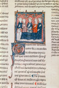 Ms 372 fol.243 Die Heirat eines Witwers, aus Decrets de Gratien
