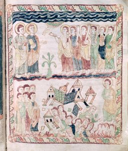 Ms 386 fol.25r Engel mit Trompeten und die Erde bebt, aus der Apokalypse des St. Johannes von French School
