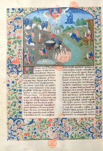 Ms 3878 Szenen von Schlacht, Tötung und Hölle aus De Casibus Virorum Illustrium von Giovanni Boccaccio