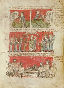 Szenen aus dem Leben der Studenten des College of Hubant oder der Ave Maria, aus den Statuten des College of Hubant, Paris, 1387