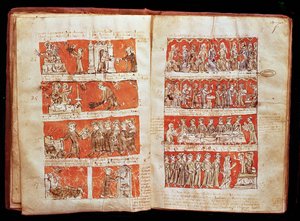 Ms 408 Szenen aus dem Leben der Studenten im College der Heiligen Jungfrau in Paris, aus den Statuten des College of Hubant, 1387