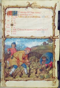 Der Monat März: Reben beschneiden, aus einem Stundenbuch, 1490