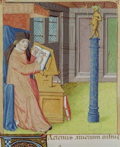 Ms 493 fol.29r Vergil schreibt vor Artemis, aus Die Georgica von Vergil mit Kommentar von Servius, 1469
